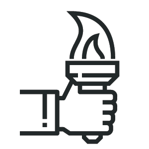 A hand holding a torch indicating leadership. 